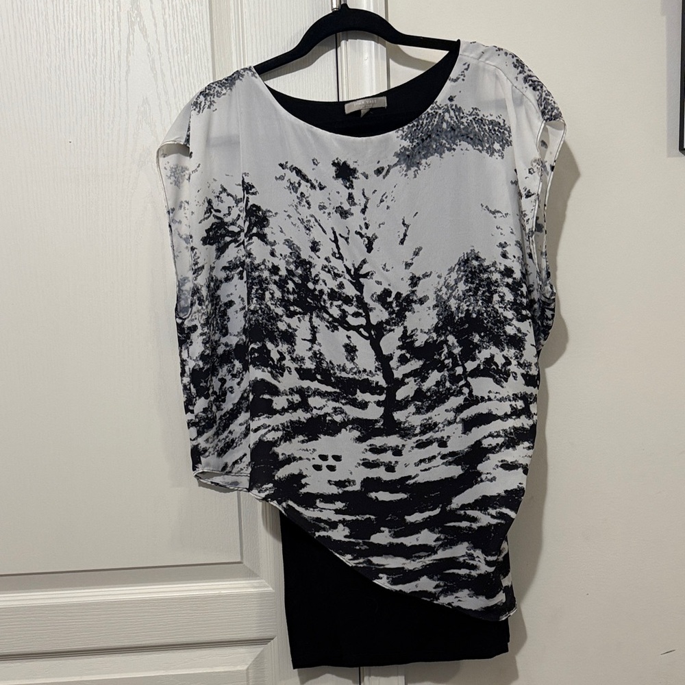 Joan Vass Black and White Abstract Blouse